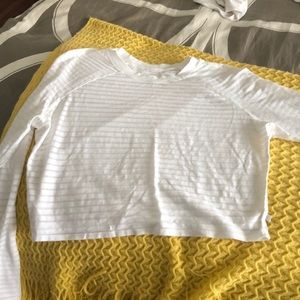 Lululemon white long sleeve stripped top cropped